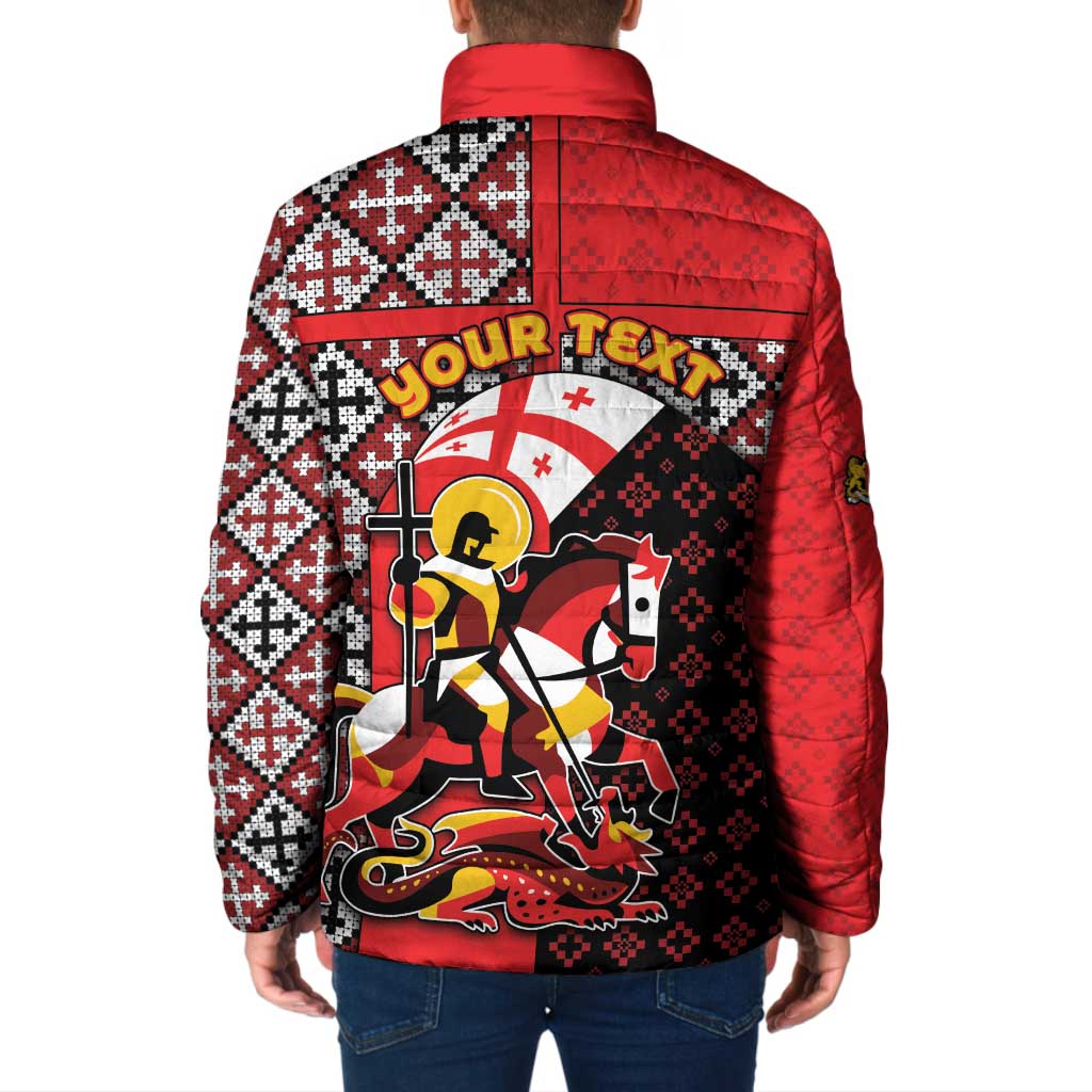Personalized Georgia Padded Jacket Saint George Dragon Slayer Folk Pattern