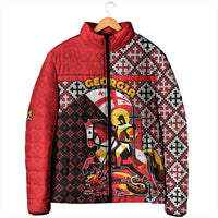 Personalized Georgia Padded Jacket Saint George Dragon Slayer Folk Pattern