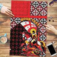 Personalized Georgia Puzzle Saint George Dragon Slayer Folk Pattern