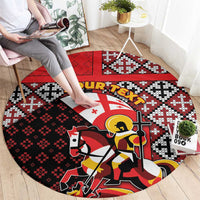 Personalized Georgia Round Carpet Saint George Dragon Slayer Folk Pattern