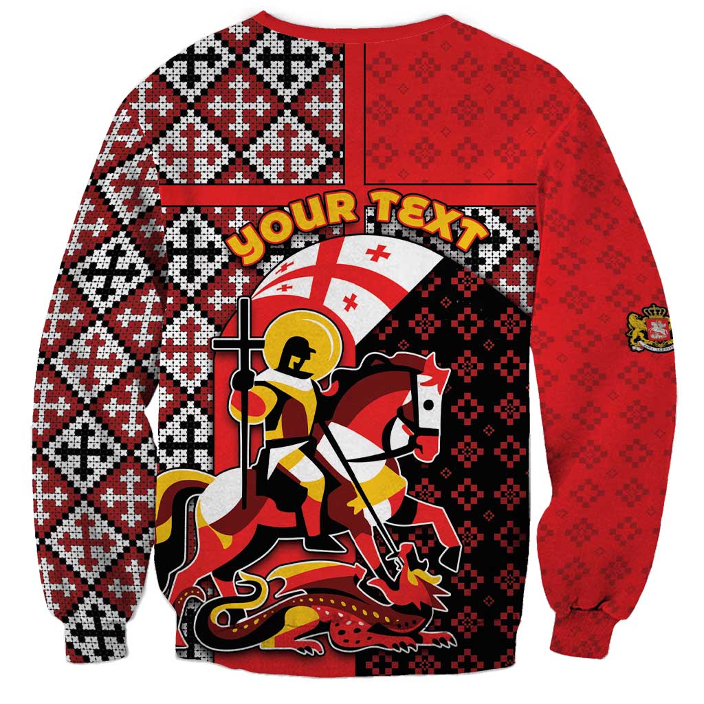 Personalized Georgia Sweatshirt Saint George Dragon Slayer Folk Pattern
