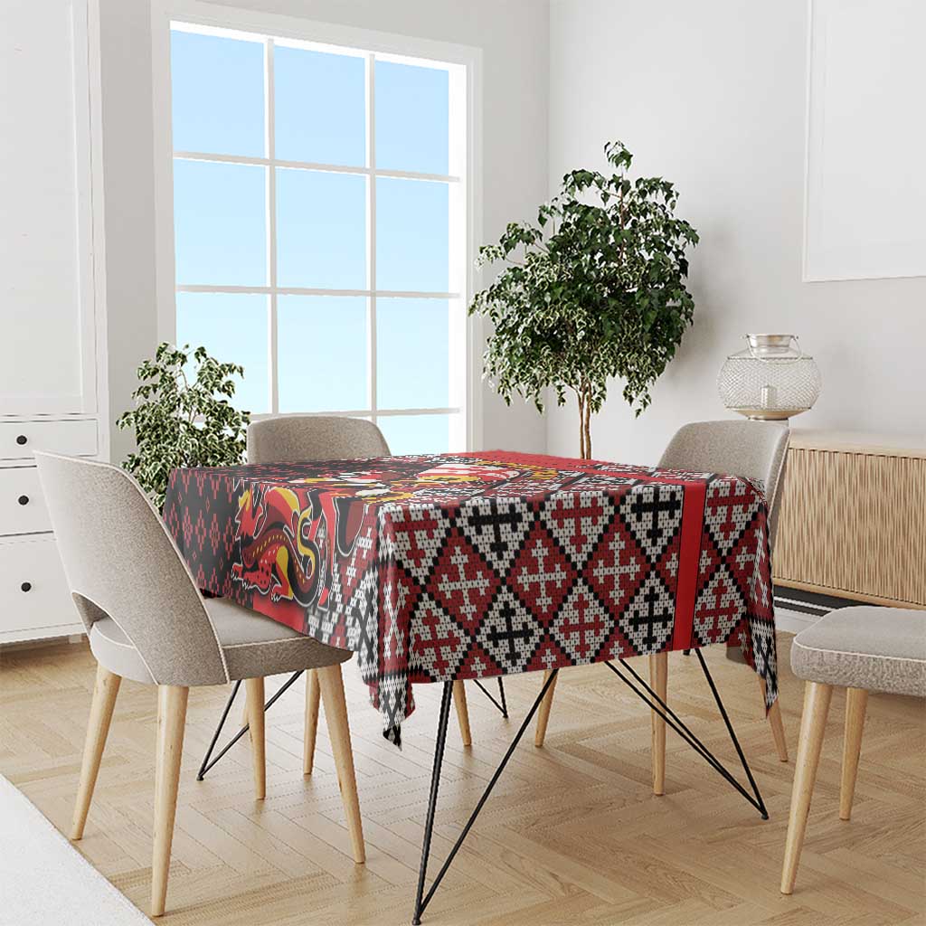 Personalized Georgia Tablecloth Saint George Dragon Slayer Folk Pattern