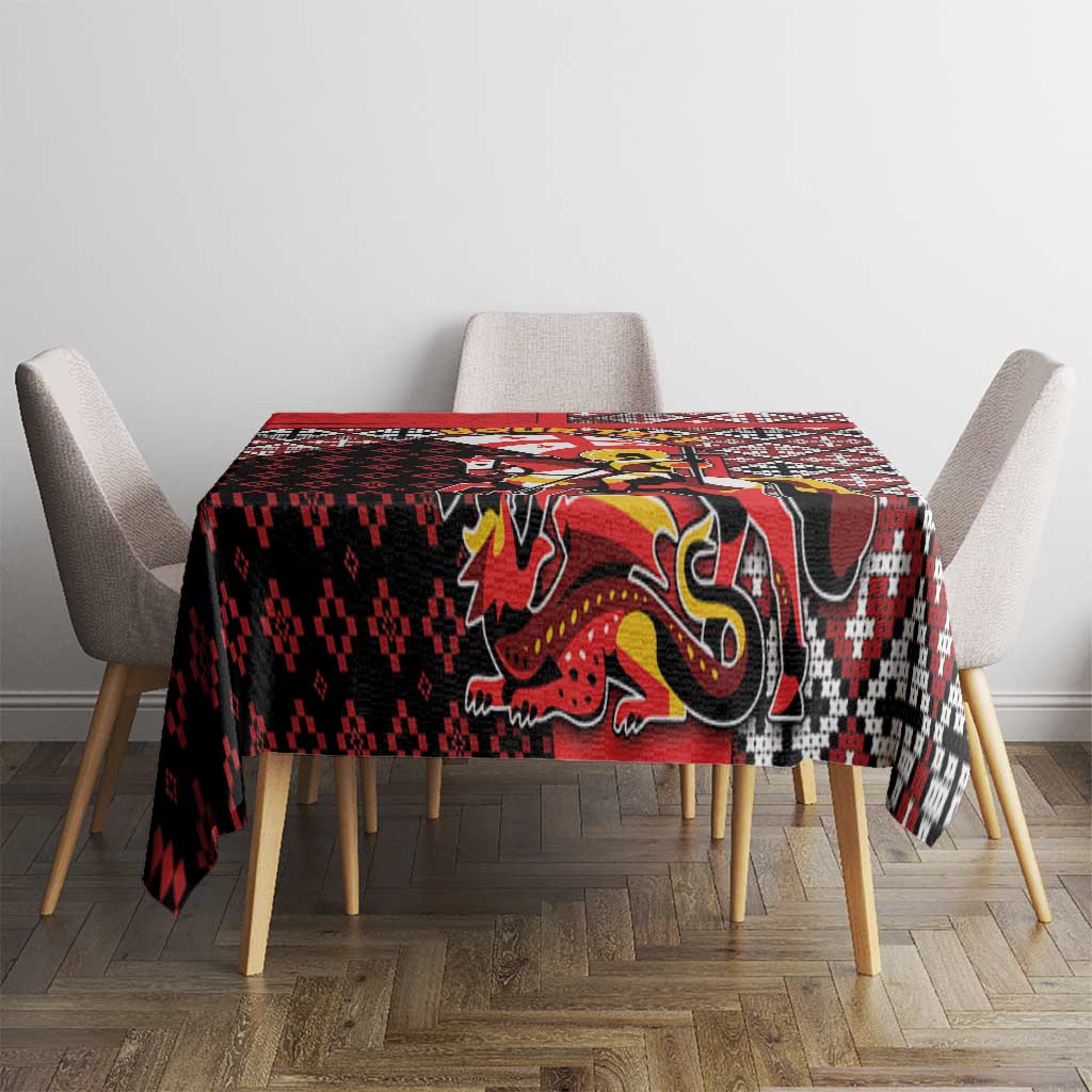 Personalized Georgia Tablecloth Saint George Dragon Slayer Folk Pattern