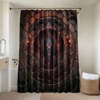 3D Illusion Black Shuck Halloween Bathroom Set Spectral Hellhound Chained Stone Well