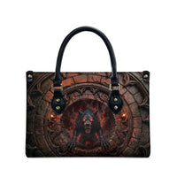 3D Illusion Black Shuck Halloween Leather Bag Spectral Hellhound Chained Stone Well