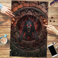 3D Illusion Black Shuck Halloween Puzzle Spectral Hellhound Chained Stone Well