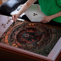 3D Illusion Black Shuck Halloween Puzzle Spectral Hellhound Chained Stone Well