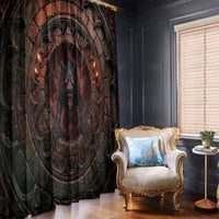 3D Illusion Black Shuck Halloween Window Curtain Spectral Hellhound Chained Stone Well