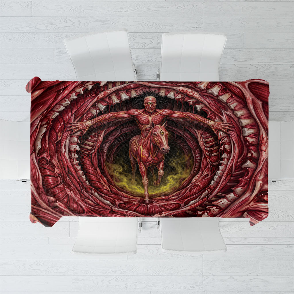 3D Illusion Nuckelavee Halloween Tablecloth Skinless Horse Demon Flesh Vortex