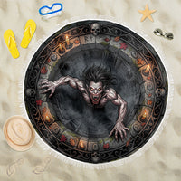 3D Illusion Strzyga Halloween Beach Blanket Slavic Vampire Rune Stone Well