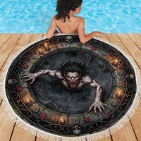 3D Illusion Strzyga Halloween Beach Blanket Slavic Vampire Rune Stone Well