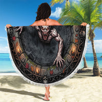 3D Illusion Strzyga Halloween Beach Blanket Slavic Vampire Rune Stone Well