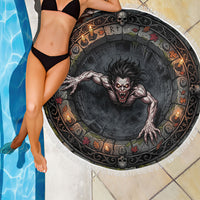 3D Illusion Strzyga Halloween Beach Blanket Slavic Vampire Rune Stone Well