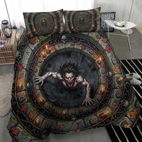 3D Illusion Strzyga Halloween Bedding Set Slavic Vampire Rune Stone Well