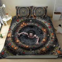 3D Illusion Strzyga Halloween Bedding Set Slavic Vampire Rune Stone Well