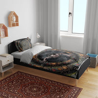 3D Illusion Strzyga Halloween Bedding Set Slavic Vampire Rune Stone Well