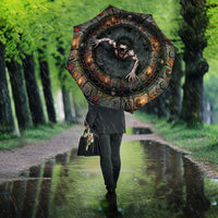 3D Illusion Strzyga Halloween Umbrella Slavic Vampire Rune Stone Well