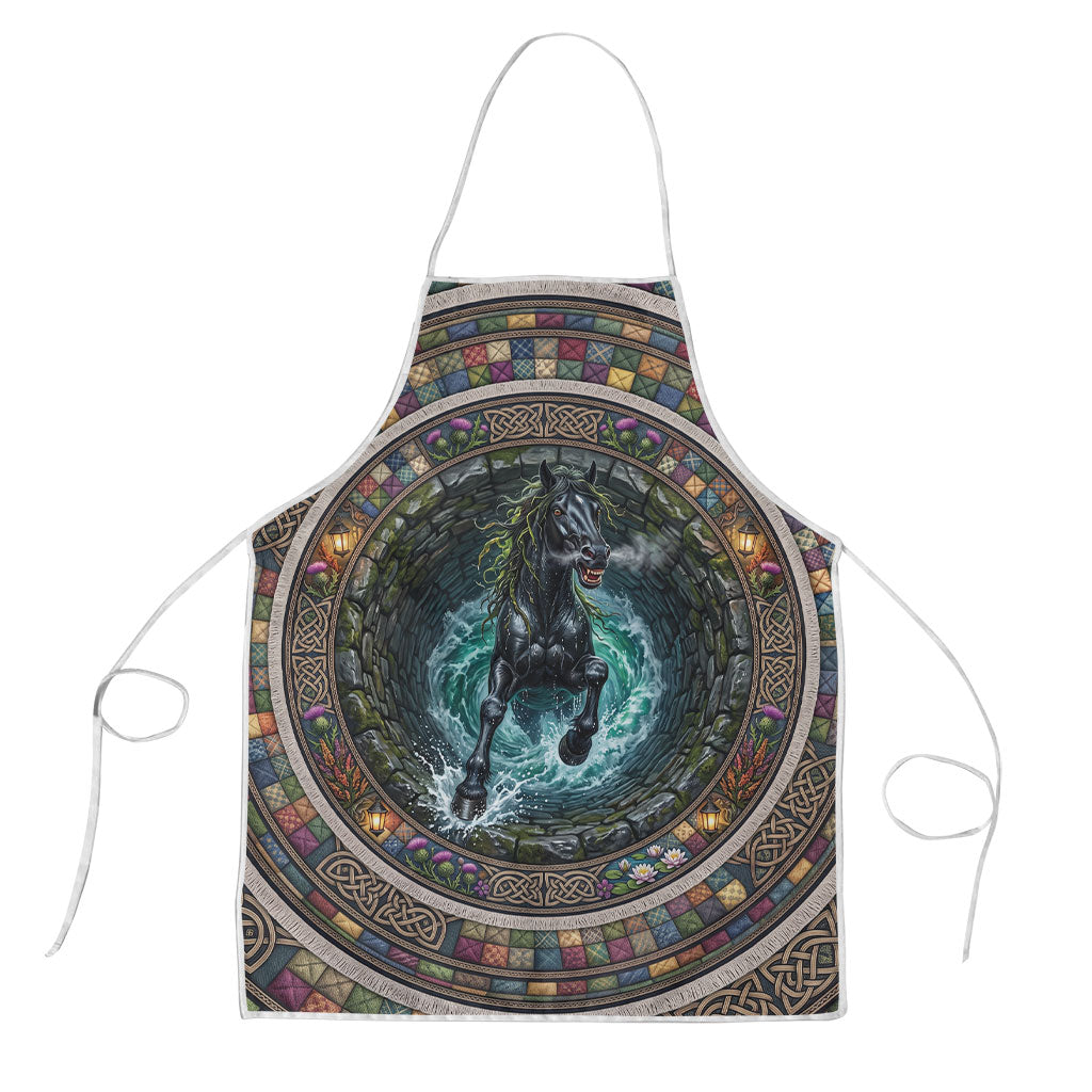 3D Illusion Kelpie Halloween Apron Celtic Water Horse Stone Well