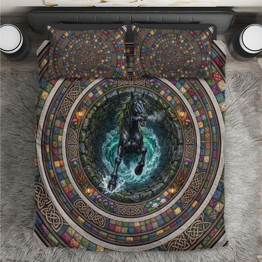 3D Illusion Kelpie Halloween Bedding Set Celtic Water Horse Stone Well