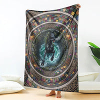 3D Illusion Kelpie Halloween Blanket Celtic Water Horse Stone Well