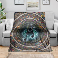 3D Illusion Kelpie Halloween Blanket Celtic Water Horse Stone Well