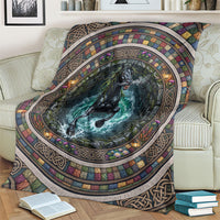 3D Illusion Kelpie Halloween Blanket Celtic Water Horse Stone Well