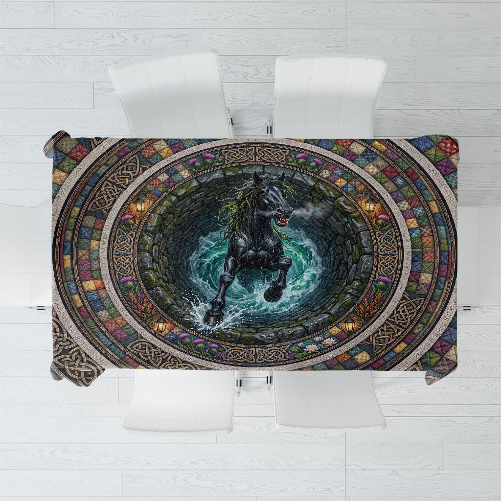 3D Illusion Kelpie Halloween Tablecloth Celtic Water Horse Stone Well