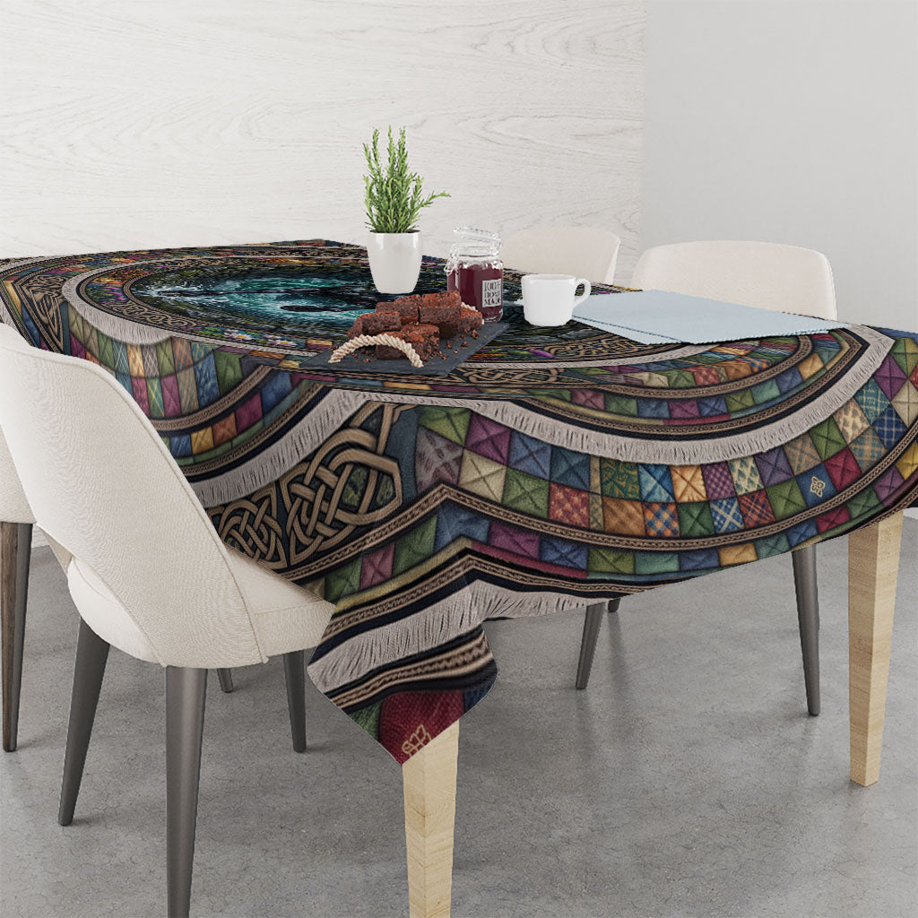3D Illusion Kelpie Halloween Tablecloth Celtic Water Horse Stone Well