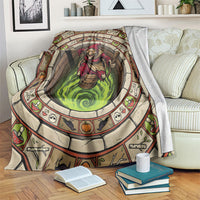 3D Illusion Baba Yaga Halloween Blanket Slavic Witch Flying Mortar Stone Well