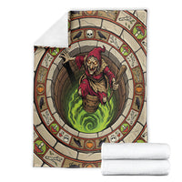 3D Illusion Baba Yaga Halloween Blanket Slavic Witch Flying Mortar Stone Well
