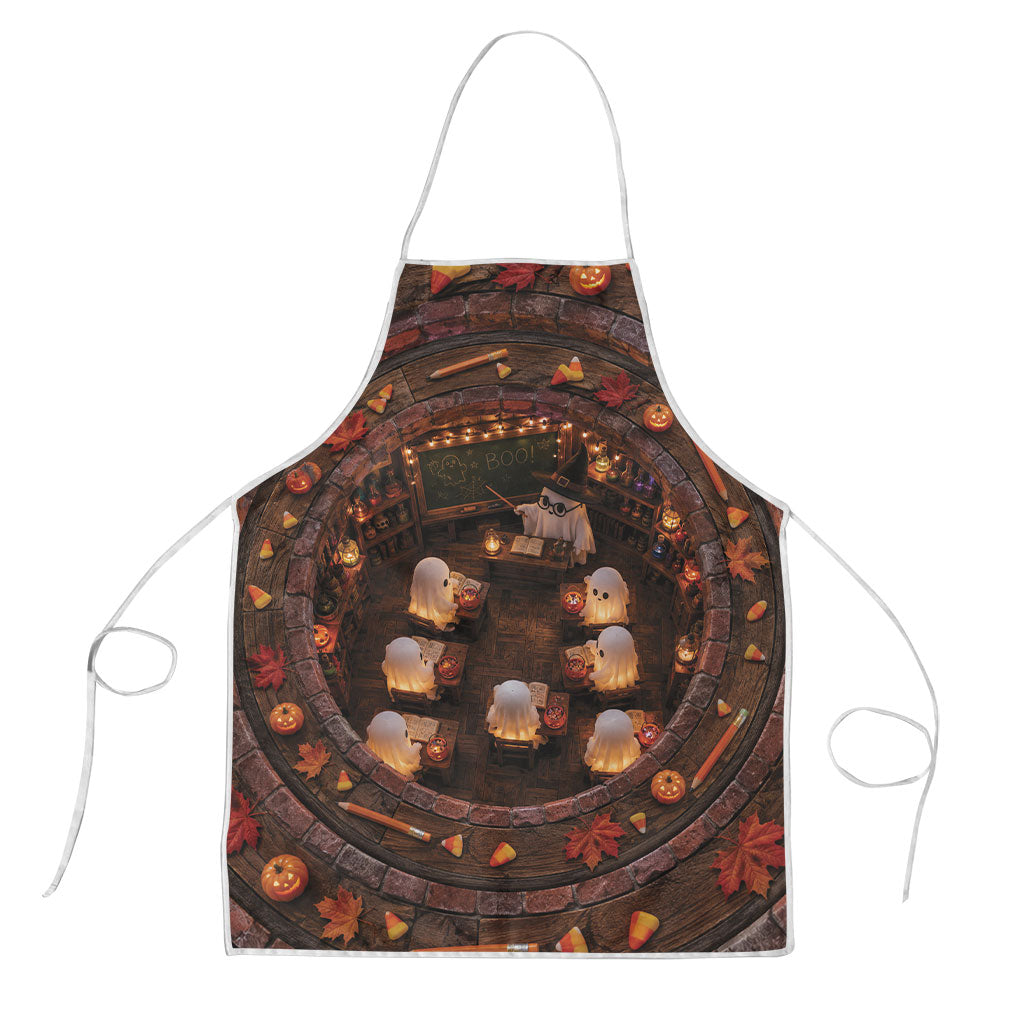 3D Illusion Boo Halloween Apron Cute Ghost School Magic Classroom