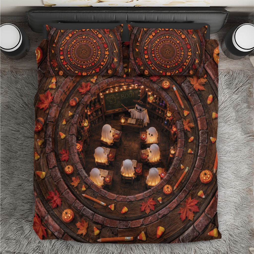 3D Illusion Boo Halloween Bedding Set Cute Ghost School Magic Classroom