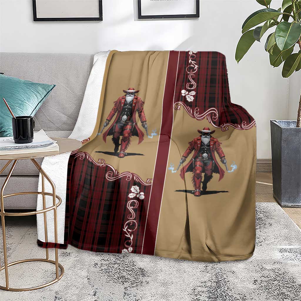 Western Yoke Blanket Black Santa Cowboy Retro Style - Wonder Print Shop