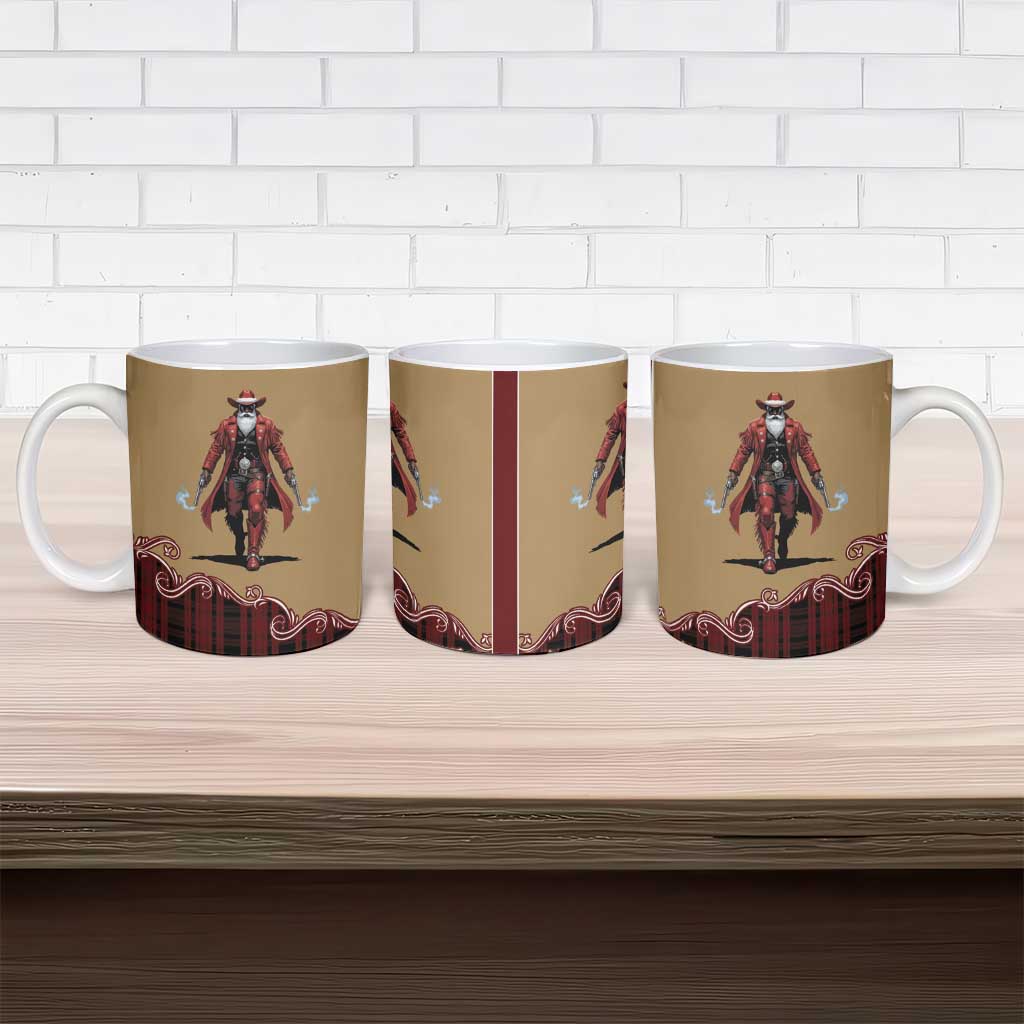 Western Yoke Ceramic Mug Black Santa Cowboy Retro Style - Wonder Print Shop