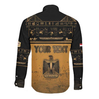 Personalized Egypt Long Sleeve Button Shirt Ancient Ankh Luxury - Wonder Print Shop