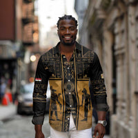 Personalized Egypt Long Sleeve Button Shirt Ancient Ankh Luxury - Wonder Print Shop