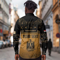 Personalized Egypt Long Sleeve Button Shirt Ancient Ankh Luxury - Wonder Print Shop