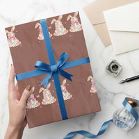 Floral Bunny Easter Wrapping Paper Roll Shabby Chic Rose Pattern