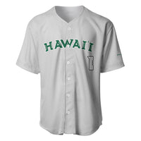 Light gray baseball jersey, V-neck button front, Hawaii graphic