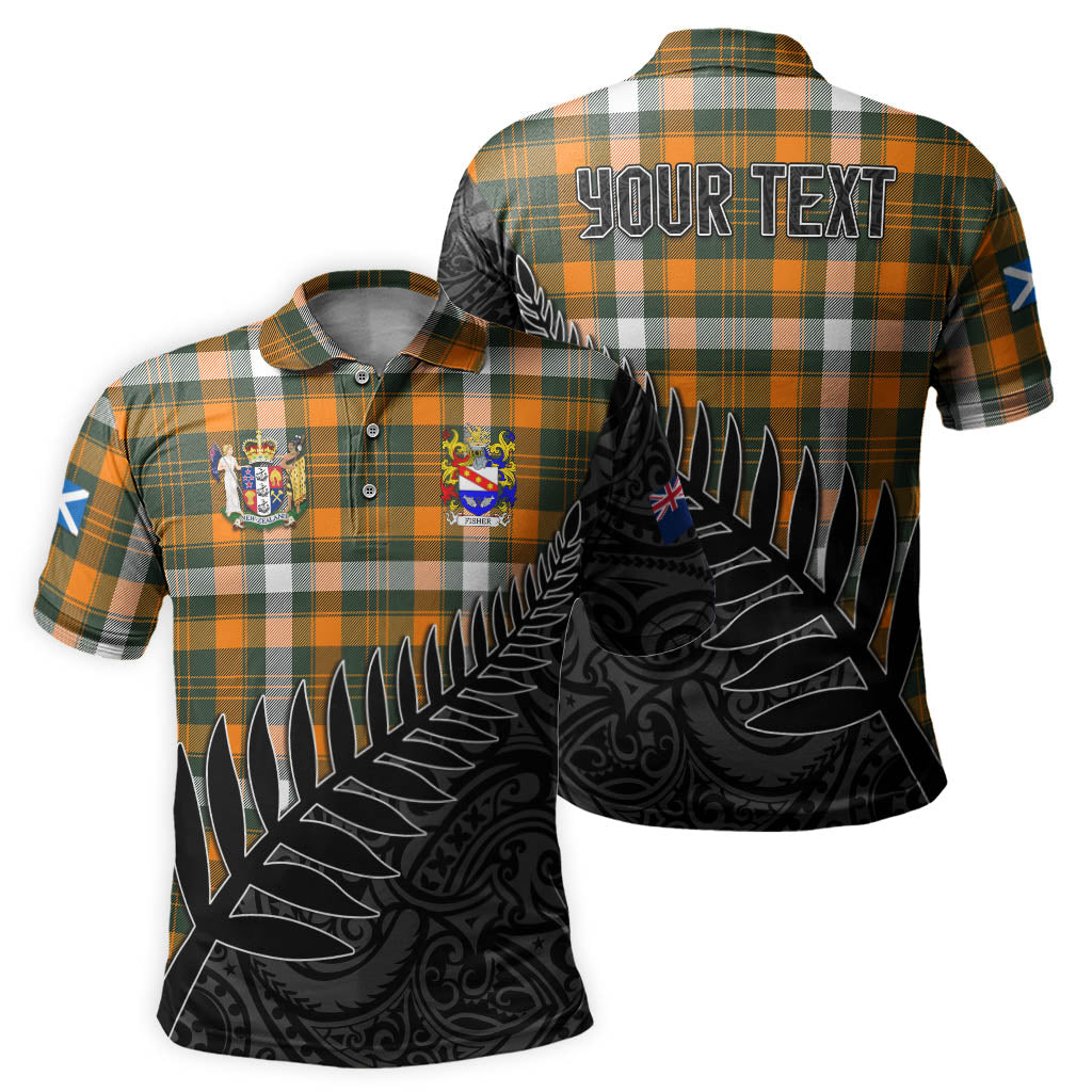 Black plaid polo shirt with crest and large eagle graphic, front and back view