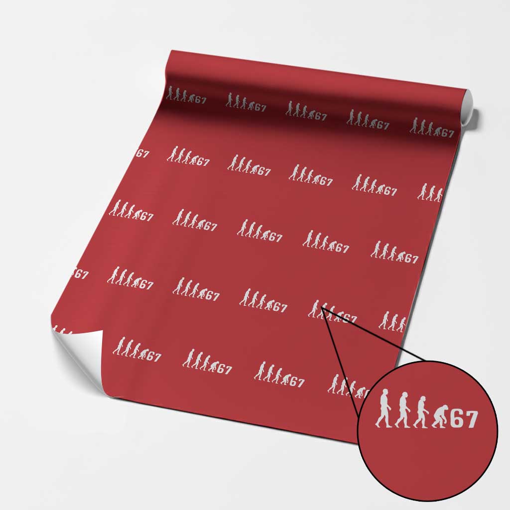 Funny 67 Reverse Evolution Wrapping Paper Roll Sarcastic Six Seven Meme - Wonder Print Shop