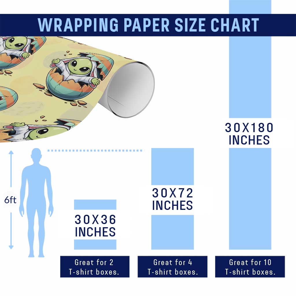 Funny Alien Bunny Ears Easter Wrapping Paper Roll Extraterrestrial Gift