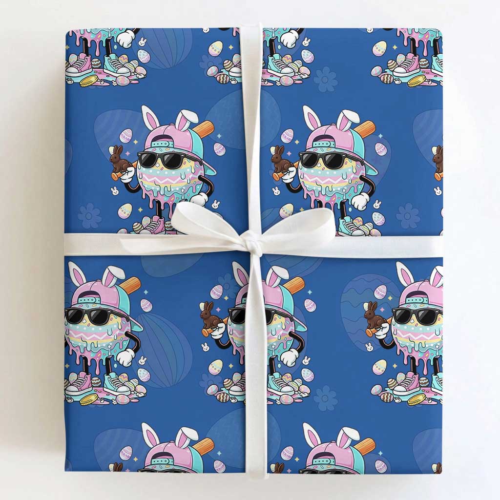 Funny Baseball Easter Wrapping Paper Roll Drip Ice Cream Bunny Easter