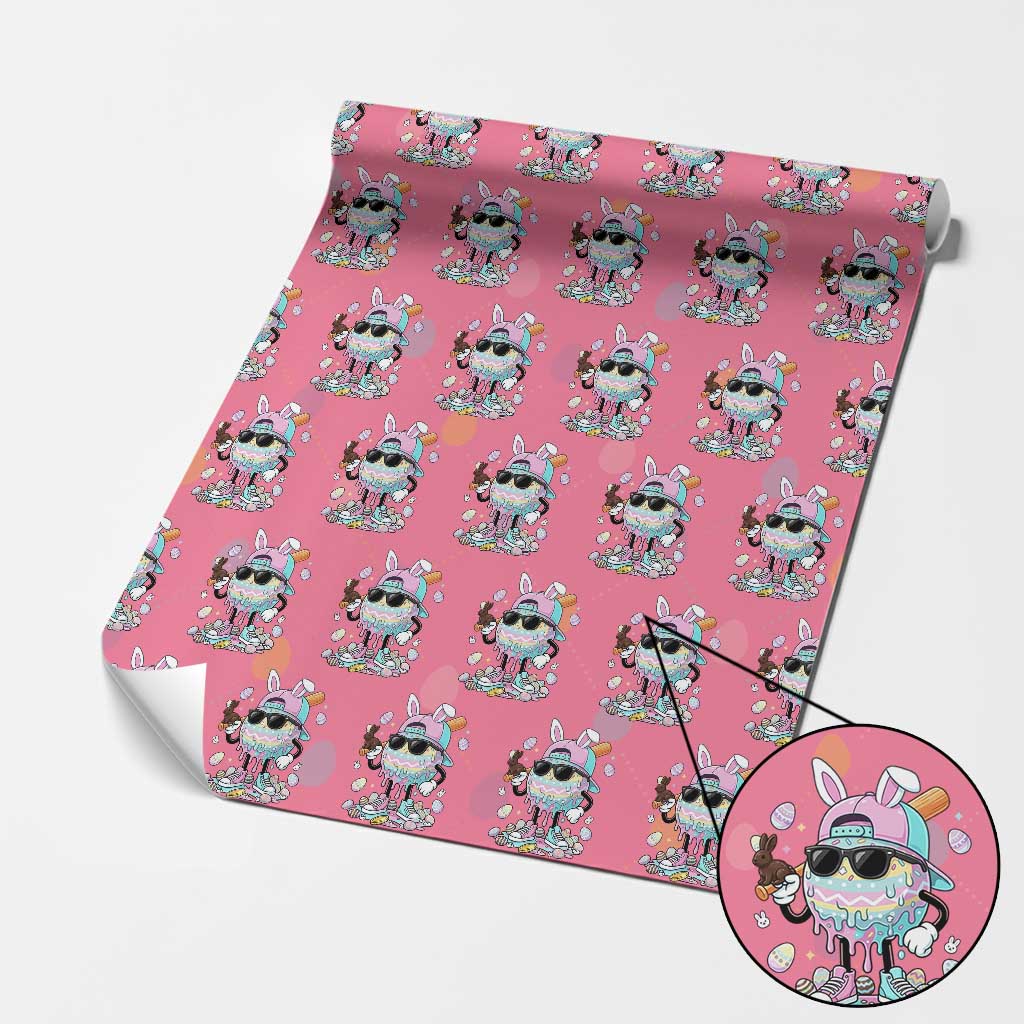 Funny Baseball Easter Wrapping Paper Roll Drip Ice Cream Bunny Easter