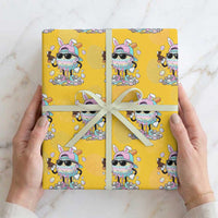 Funny Baseball Easter Wrapping Paper Roll Drip Ice Cream Bunny Easter