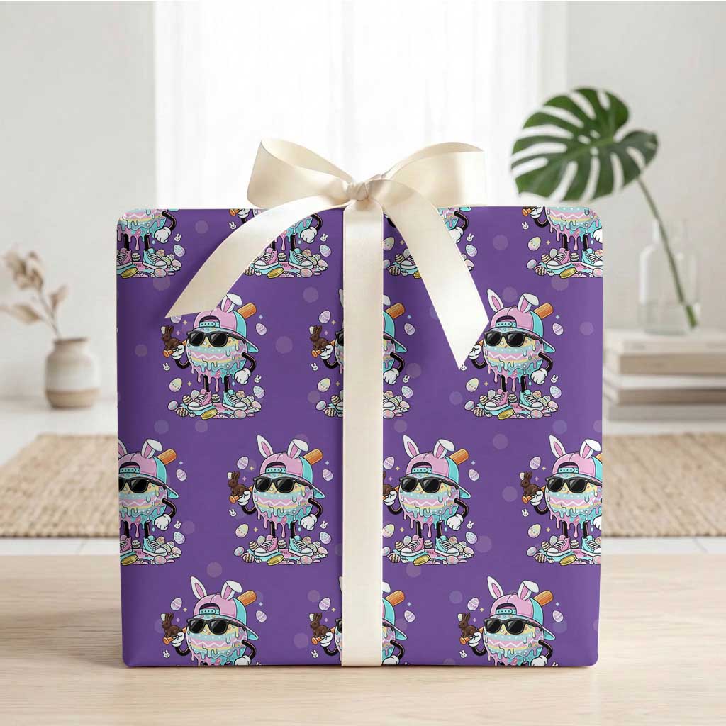 Funny Baseball Easter Wrapping Paper Roll Drip Ice Cream Bunny Easter