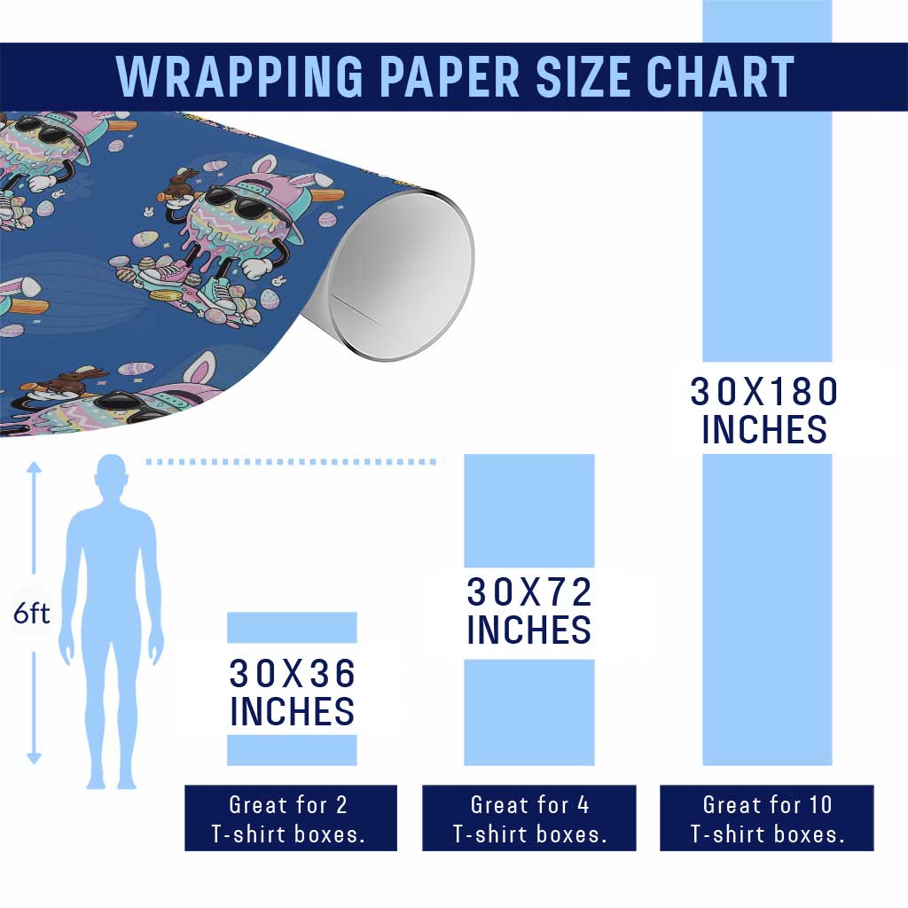 Funny Baseball Easter Wrapping Paper Roll Drip Ice Cream Bunny Easter