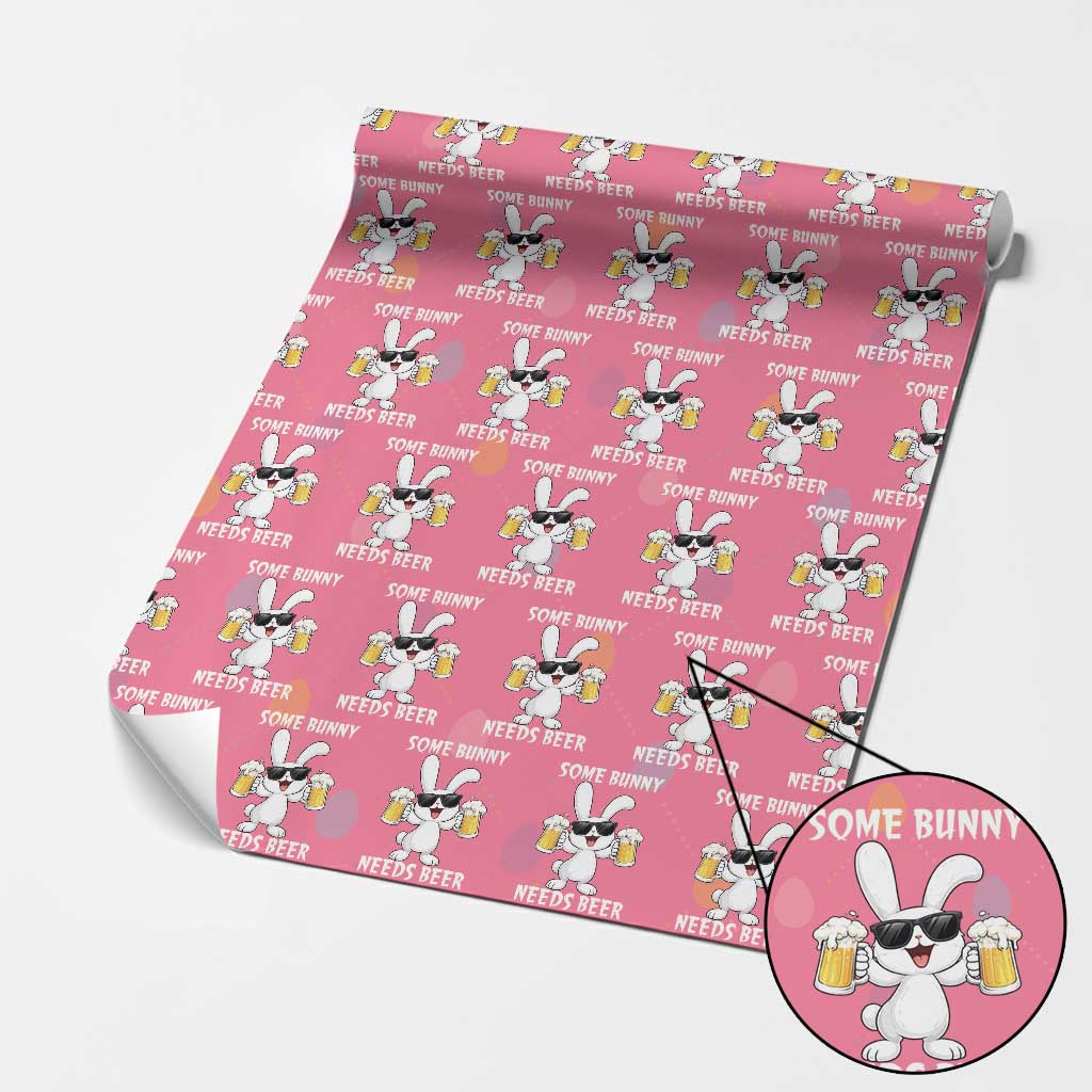 Funny Easter Bunny Drinking Beer Wrapping Paper Roll Some Bunny Needs Beer