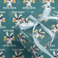 Funny Easter Bunny Drinking Beer Wrapping Paper Roll Some Bunny Needs Beer