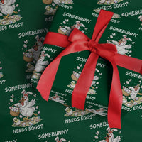 Funny Easter Chicken Bunny Ears Wrapping Paper Roll Somebunny Needs Eggs